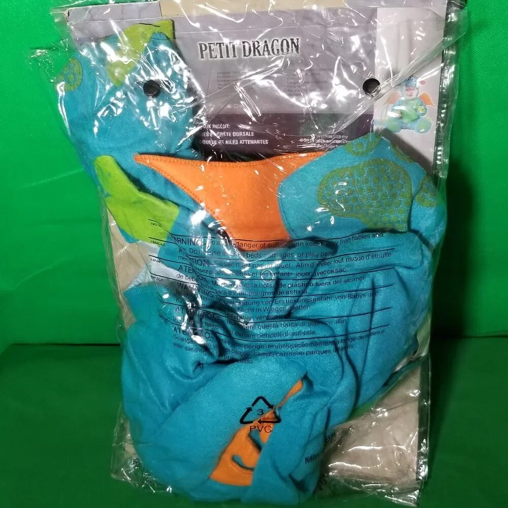 InCharacter Plush Dinky Dragon Infant Costume 12-18 Months (Missing Head Piece)